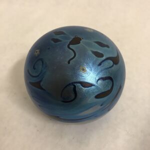 Rare Early Lundberg Studios Starry Night with Bat or Dragonfly Paperweight 1980